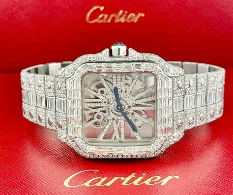 skeleton cartier|iced out cartier watch real.